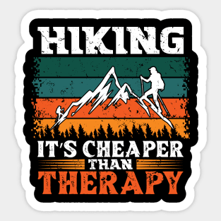 Hiking It's Cheaper Than Therapy Sticker